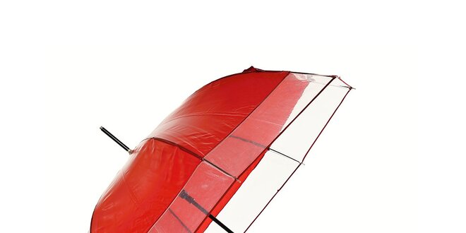 Dámský tmavě červený holový deštník Ferré Milano s transparentním lemem