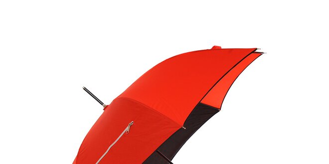 Dámský červený holový deštník Ferré Milano s černým lemem a kapsičkami