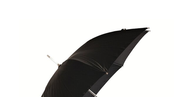 Dámský černý holový deštník Ferré Milano se stříbrnými detaily