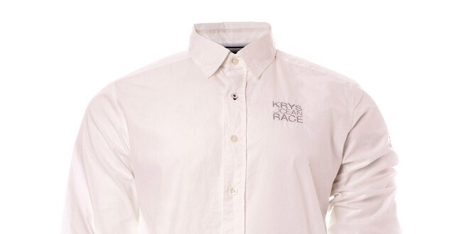 Pánská bílá košile s dlouhým rukávem a logem TBS