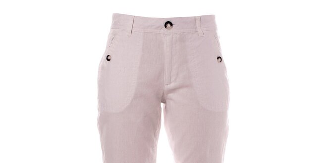 Dámské bílé capri kalhoty s knoflíky TBS