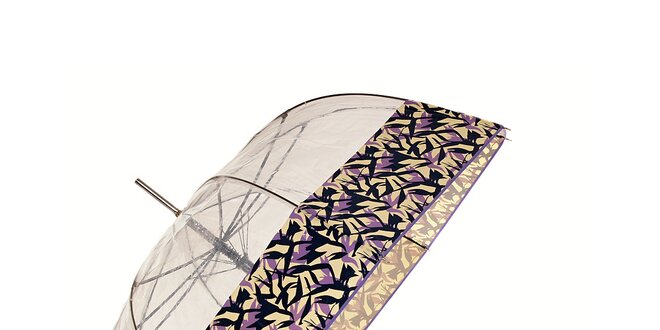 Dámský holový transparentní deštník Ferré Milano se šeříkovým okrajem