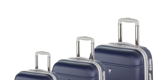 Set tří tmavě modrých kufrů na kolečkách Valisa