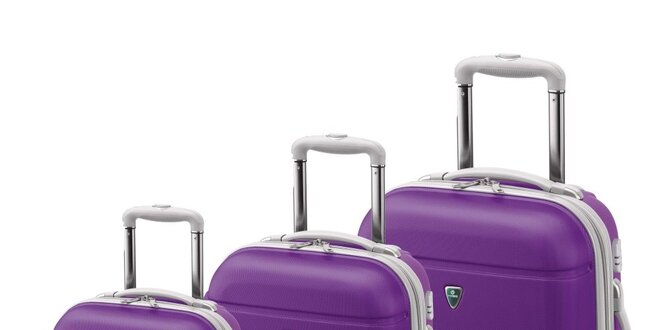 Set tří tmavě fialových kufrů na kolečkách Valisa