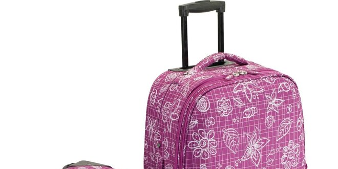 Set dvou fialových látkových kufrů s potiskem Valisa
