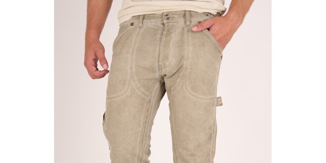 Pánské béžové šisované kalhoty Pepe Jeans