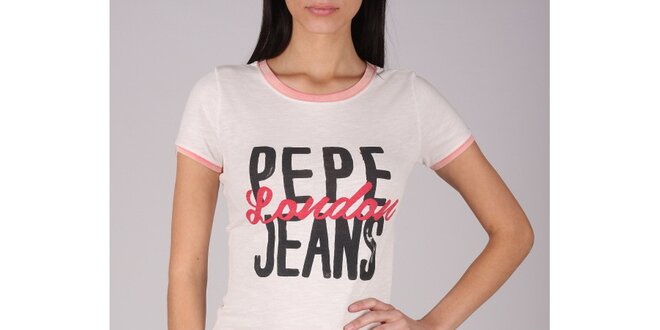 Dámské bílé tričko Pepe Jeans s potiskem