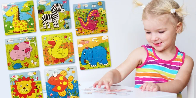 10 puzzlí z dřevěné překližky pro nejmenší