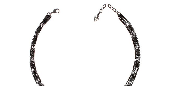 Dámský černý ocelový náhrdelník Guess s lilií