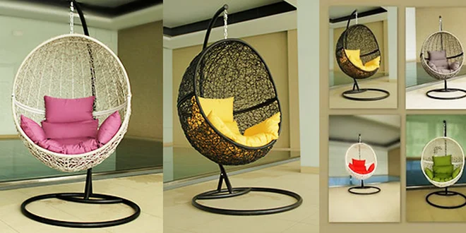 Houpací závěsné křeslo z ratanu