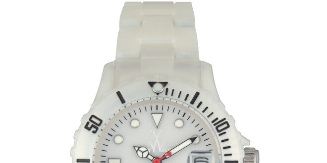 Bílé plastové hodinky Toy s perleťovým povrchem