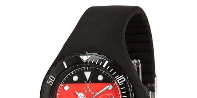 Černé hodinky Toy s motivem německé vlajky a silikonovým páskem