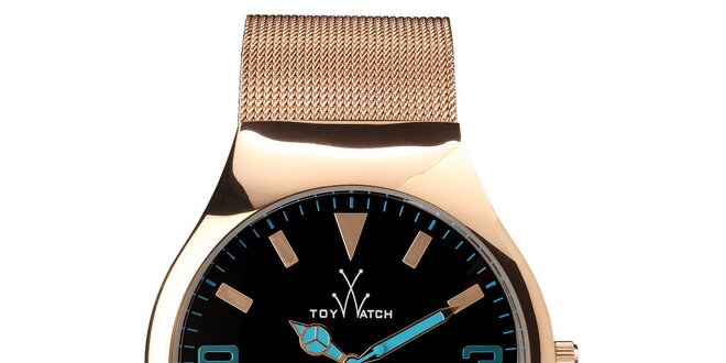 Zlato-růžové analogové hodinky Toy s tyrkysovými detaily
