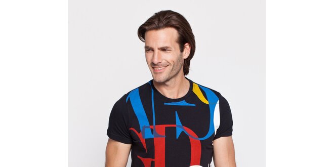 Pánské černé tričko Giorgio di Mare s barevným logem