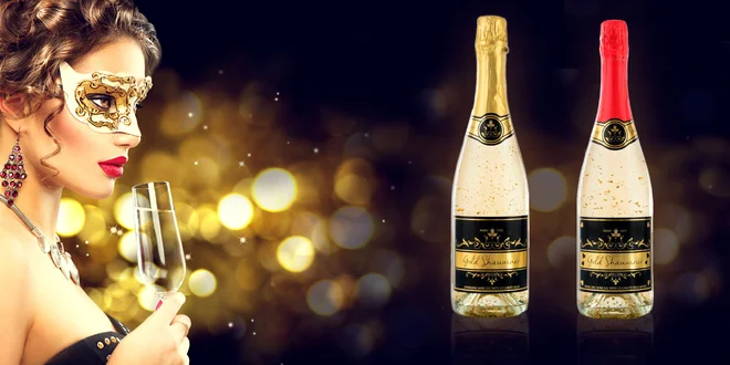 Šumivé víno Chardonnay s 23karátovým zlatem