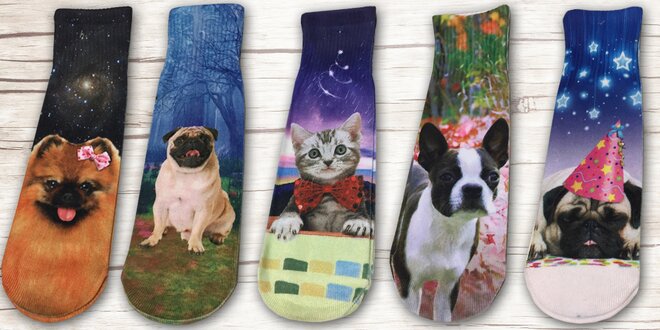 Balíček 5 párů dámských ponožek se zvířátky