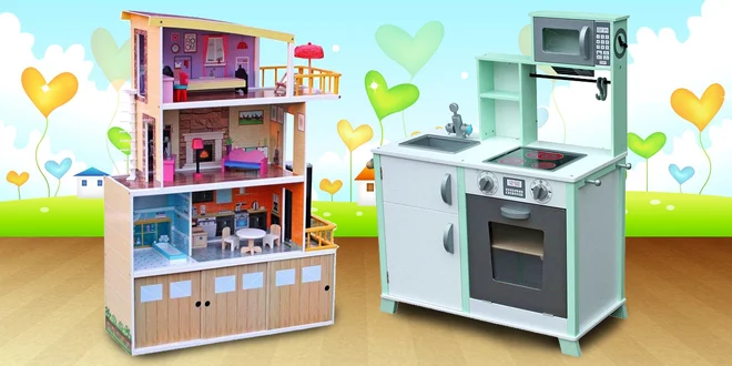 Domečky pro panenky, kuchyňky nebo doktorský set