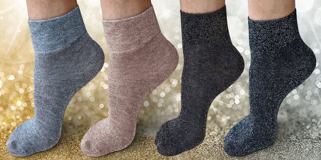 4 páry dámských třpytivých ponožek