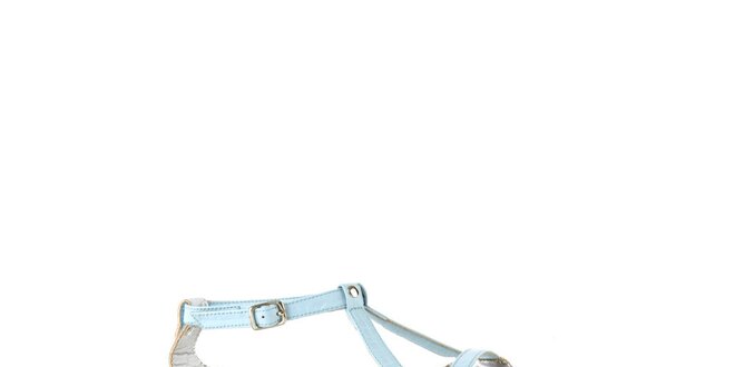 Dámské světle modré kožené sandály Lise Lindvig se stříbrnou stélkou