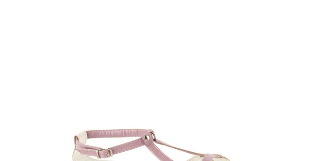 Dámské šeříkové kožené sandály Lise Lindvig s bílou stélkou