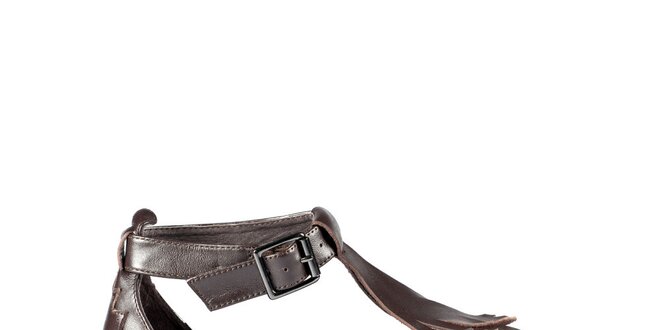 Dámské tmavě hnědé kožené sandály Lise Lindvig