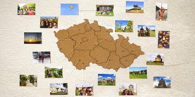 Samolepicí korkové mapy na zeď: Česko i Evropa