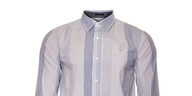 Pánská bílá košile Bendorff s úzkým tmavě modrým proužkem