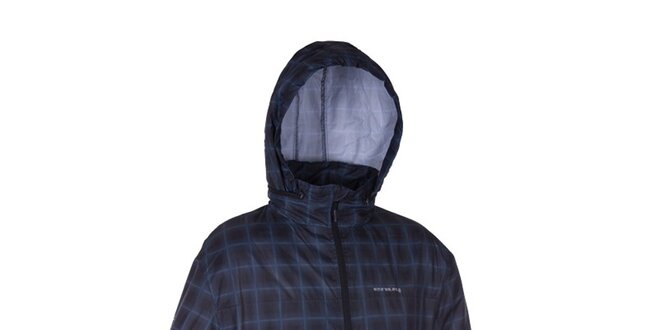 Pánská černo-modrá kostkovaná outdoorová bunda