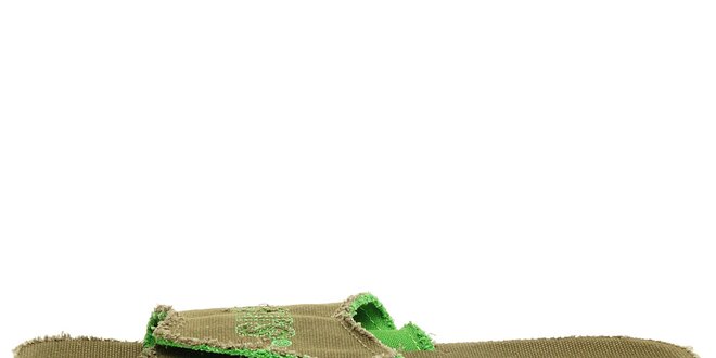 Pánské khaki pantofle Levis se zelenými detaily
