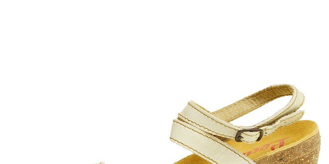 Dámské béžovo-hnědé kožené sandálky na klínku Levis