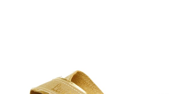 Dámské béžové textilní pantofle Levis se zlatým lemem