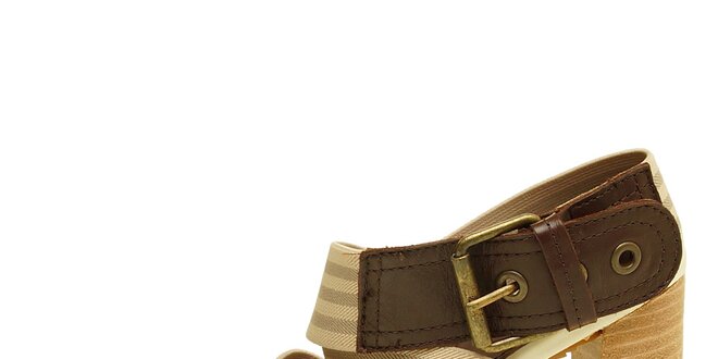 Dámské hnědo-béžové sandálky na vysokém podpatku Levis