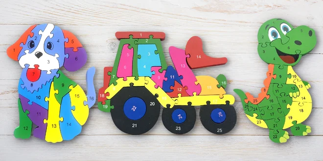 Puzzle z dřevotřísky pro rozvoj jemné motoriky