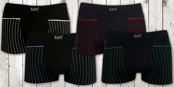 Balení čtyř pánských bavlněných boxerek s barevnými pruhy na nohavicích