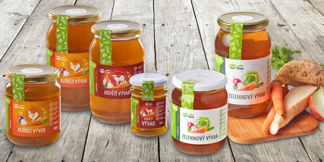 Hovězí, kuřecí a zeleninové vývary plné vitamínů