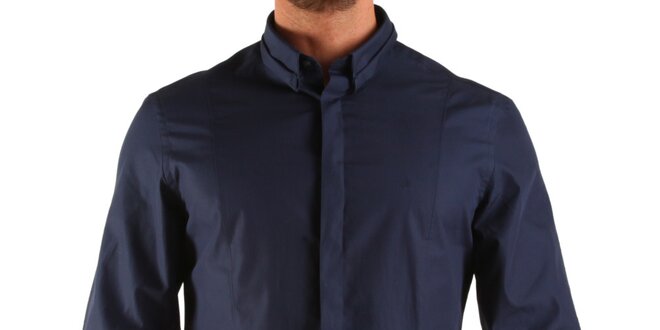 Pánská tmavě modrá košile s dlouhým rukávem Calvin Klein