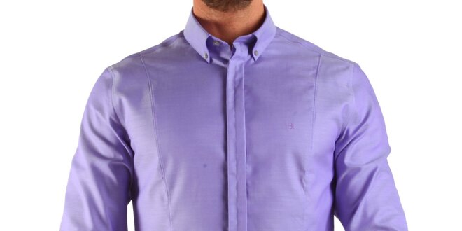 Pánská lila košile s dlouhým rukávem Calvin Klein