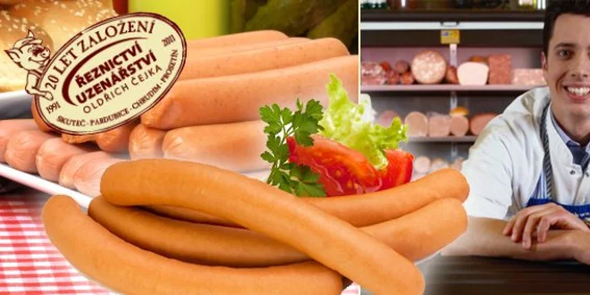 78 Kč za 1 kg královských párků z rodinného řeznictví Oldřich Čejka!