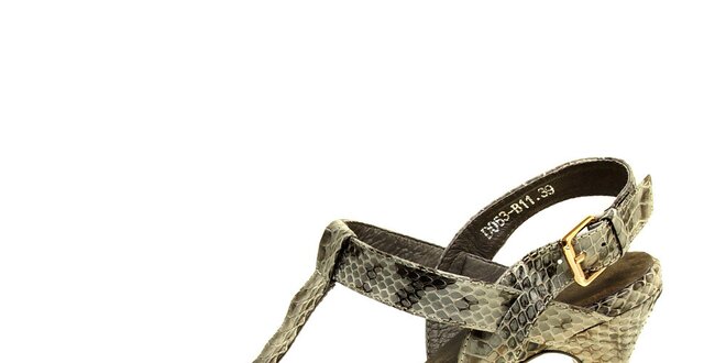 Dámské šedé páskové sandály s hadím vzorem Hope