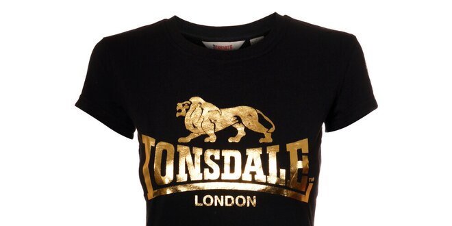 Dámské černé tričko Lonsdale se zlatým potiskem