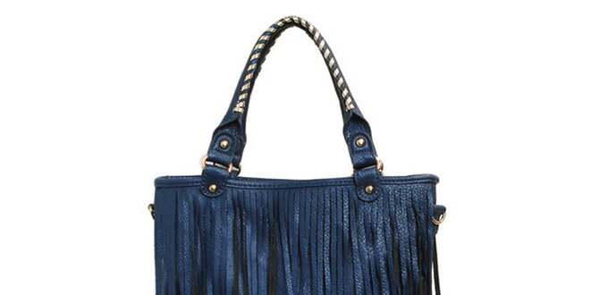 Dámská modrá kabelka s třásněmi London Fashion
