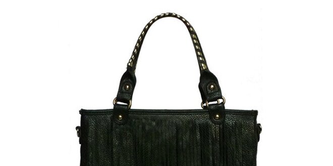 Dámská černá kabelka s třásněmi London Fashion