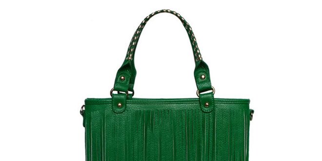 Dámská zelená kabelka s třásněmi London Fashion
