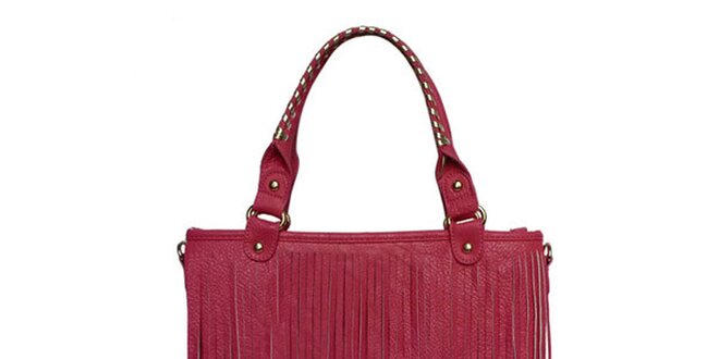 Dámská růžová kabelka s třásněmi London Fashion
