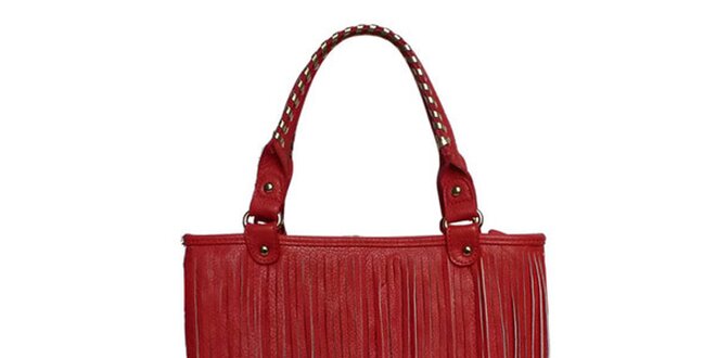 Dámská červená kabelka s třásněmi London Fashion