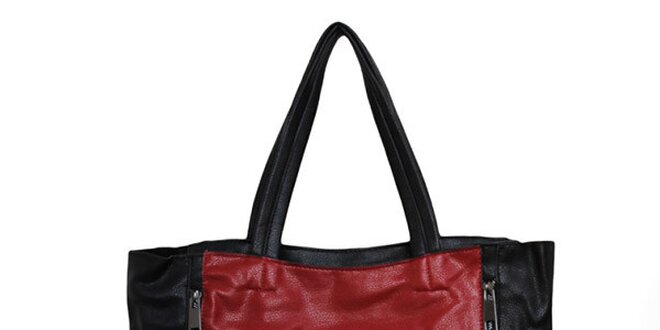 Dámská černo-červená kabelka s mírovým symbolem a malou taštičkou London Fashion