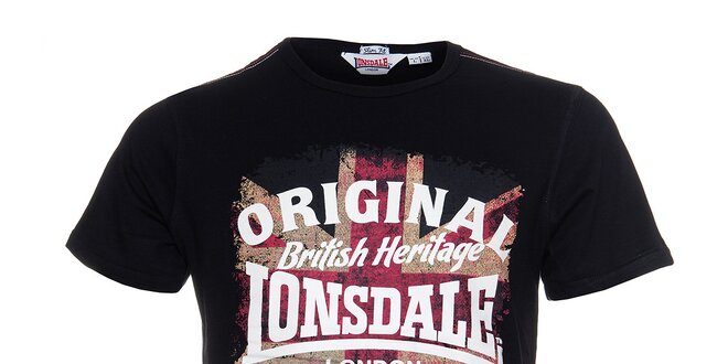 Pánské černé tričko Lonsdale s barevným potiskem