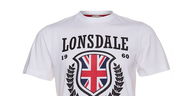 Pánské bílé tričko Lonsdale s černým potiskem a anglickou vlajkou
