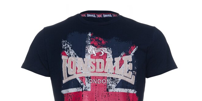 Pánské tmavě modré tričko Lonsdale s potiskem britské vlajky