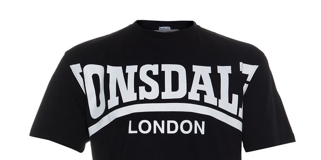 Pánské černé tričko Lonsdale s krémovým potiskem